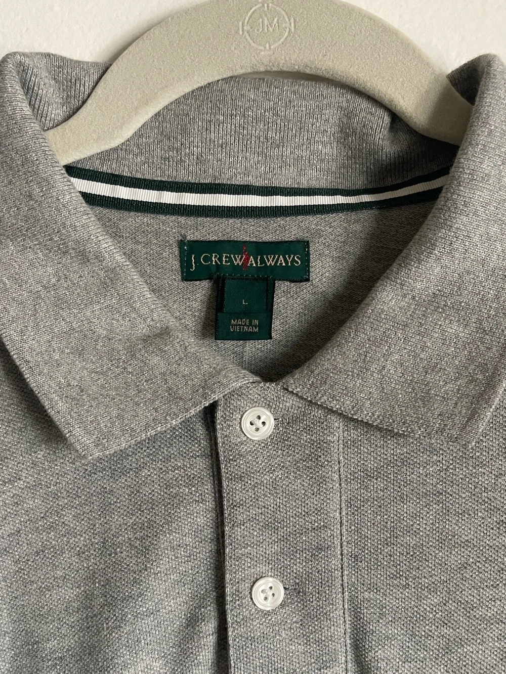 NWT J.Crew Always Men’s Gray Cotton Polo Shirt Sz Large Classic Preppy Academia